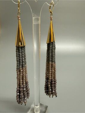 NEW Sparkling Glass Beaded Cascade Tassel Earrings Anthropologie